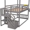 Twin Over Twin House Bunk Bed With Convertible Slide, Storage Staircase Can Be Placed Left Or Right - Gray - Image 10