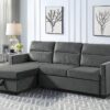 Ivy - Velvet Reversible Sleeper Sectional Sofa With Storage Chaise And Side Pocket - Dark Gray - Image 4