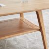 Center Table Low Table 100% Solid Wood Top Plate Desk Coffee Table Study Desk Work From Home Natural Wood With Storage Shelf Writing Desk - Oak - Image 5