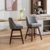 Counter Height Swivel Barstools, 26'' H Seat Height Upholstered Bar Stools (Set of 2), Fabric - Gray - Image 17