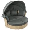Outdoor Patio Daybed Wicker Rattan Double Daybed Round Sofa Furniture Set With Retractable Canopy, 4 Pillows For Lawn Garden Backyard Porch Pool - Gray - Image 13
