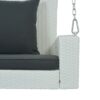 2 Person Wicker Hanging Porch Swing With Chains, Cushion, Pillow, Rattan Swing Bench For Garden, Backyard - White / Gray - Image 19
