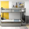 Twin Over Full / Twin Bunk Bed, Convertible Bottom Bed, Storage Shelves And Drawers - Gray - Image 5