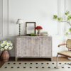 Accent Cabinet Farmhouse Style 3 Door Wooden Cabinet Sideboard Buffet Server Cabinet Storage Cabinet, For Living Room, Entryway, Hallway, Office, Kitchen And Dining Room - Natural Wood Wash - Image 5