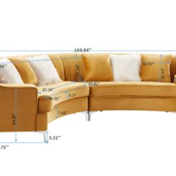 Velvet Curved Sofa - Gold