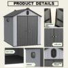 Modern Resin Plastic Storage Shed 6X8Ft For Backyard Garden Tool Storage - Black / Gray - Image 5