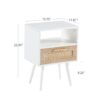 15.75" Rattan End Table With Drawer And Solid Wood Legs, Modern Nightstand, Side Table For Living Room, Bedroom - White - Image 3