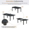 Topmax - Rustic Extendable Dining Table Set With Removable Leaf, 6 Upholstered Armless Dining Chairs And 2 Padded Arm Chairs, 9 Pieces - Black - Image 5