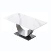 70.87" Modern Artificial Stone Crescent-Shaped Metal Legs, Can Accommodate 6-8 People - White / Black - Image 4