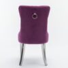 Nikki - Modern, High-End Tufted Solid Wood Contemporary Velvet Upholstered Dining Chair With Chrome Stainless Steel Plating Legs, Nailhead Trim (Set of 2) - Purple / Chrome - Image 8