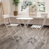 3 Piece Patio Bistro Set Of Foldable Round Table And Chairs - White - Image 10