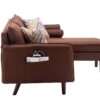 Mia - Sectional Sofa Chaise With USB Charger And Pillows - Brown - Image 3