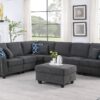 Leo - Woven 7 Piece Modular L-Shape Sectional Sofa And Ottoman - Dark Gray - Image 9