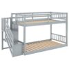 Twin Over Twin Floor Bunk Bed, Ladder With Storage - Gray - Image 7