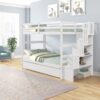 Twin Over Twin Bunk Beds With Twin Trundle And Stairway Storage Function - White - Image 4