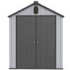 Modern Resin Plastic Storage Shed 6X8Ft For Backyard Garden Tool Storage - Black / Gray - Image 14