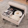 Beige Upholstered Armchair And Storage Ottoman Set, Comfortable Single Sofa With Cup Holders And Tufted Detailing, Ideal For Living Room Or Bedroom - Beige - Image 13