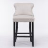 Contemporary Velvet Upholstered Wing-Back Barstools With Button Tufted Decoration And Wooden Legs, And Chrome Nailhead Trim, Leisure Style Bar Chairs, Bar Stools (Set of 4) - Beige - Image 4
