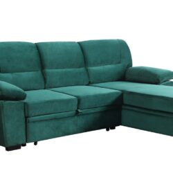 Kipling - Velvet Fabric Reversible Sleeper Sectional Sofa Chaise - Green