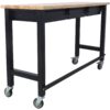 60" Work Bench, Workbench With Drawer Storage, Heavy Duty Bamboo Wood Work Table With Wheels For Garage Home Office - Black / Light Brown - Image 6