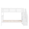 Twin Over Twin Stairway Bunk Bed With Storage And Guard Rail For Bedroom - White - Image 3