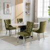 Nikki - Modern, High-End Tufted Solid Wood Contemporary Velvet Upholstered Dining Chair With Chrome Stainless Steel Plating Legs, Nailhead Trim (Set of 2) - Olive Green / Chrome - Image 16