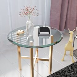 24" Round Tempered Glass Table Top Clear Glass 1 / 2" Thick Beveled Polished Edge - Transparent