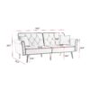 Velvet Tufted Sofa Couch With 2 Pillows And Nailhead Trim - Beige - Image 8