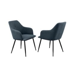 Contemporary Upholstered Woven Dining Chairs - Indigo Blue