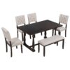 6 Piece Dining Table And Chair Set With Special-Shaped Legs And Foam-Covered Seat Backs&Cushions For Dining Room - Espresso - Image 10
