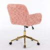 Office Chair, Artificial Rabbit Hair Home Office Chair With Golden Metal Base, Adjustable Desk Chair Swivel Office Chair, Vanity Chair - Pink - Image 7