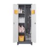 Metal Storage Cabinets, Cleaning Tool Cabinet With Locking Door, Tall Broom Tool Organizer And Storage, Large Storage Cabinet For Kitchen - Gray / White - Image 20