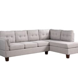 Dalia - Linen Modern Sectional Sofa With Right Facing Chaise - Light Gray