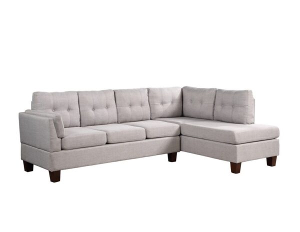 Dalia - Linen Modern Sectional Sofa With Right Facing Chaise - Light Gray