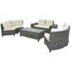 8 Pieces Outdoor Wicker Round Sofa Set, Half-Moon Sectional Sets All Weather, Curved Sofa Set With Rectangular Coffee Table, PE Rattan Water-Resistant And UV Protected, Movable Cushion - Beige - Image 12