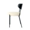 Modern Gray Simple Dining Chair Upholstered Chair Family Bedroom Stool Back Dressing, Black Round Table Set, Bentwood Covered With Ash Veneer Chair Back, Chair Metal Legs (Set of 3) - Black / Cream - Image 16