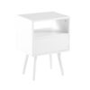 15.75" Rattan End Table With Drawer And Solid Wood Legs, Modern Nightstand, Side Table For Living Room, Bedroom - White - Image 11