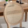French Style Solid Wood Frame Antique Painting Linen Fabric Rattan Back Dining Chair (Set of 2) - Cream / Beige - Image 8
