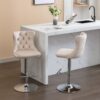 Swivel Velvet Barstools Adjusatble Seat Height From 25-33", Modern Upholstered Chrome Base Bar Stools With Backs Comfortable Tufted For Home Pub And Kitchen Island (Set of 2) - Beige - Image 15