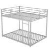 Full Over Full Metal Bunk Bed, Low Bunk Bed With Ladder - Silver - Image 6