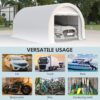Outsunny - 10' x 16' Carport, Heavy Duty Portable Garage Storage Tent With Large Zippered Door, Anti-Uv Pe Canopy Cover For Car, Truck, Boat, Motorcycle, Bike, Garden Tools, Outdoor Work - White - Image 2