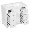 Contemporary Bathroom Vanity Cabinet, 4 Drawers & 1 Cabinet Door, Multipurpose Storage, Resin Integrated Sink, Adjustable Shelves, Solid Wood Frame With MDF - White - Image 17