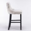 Contemporary Velvet Upholstered Wing-Back Barstools With Button Tufted Decoration And Wooden Legs, And Chrome Nailhead Trim, Leisure Style Bar Chairs, Bar Stools (Set of 4) - Beige - Image 6