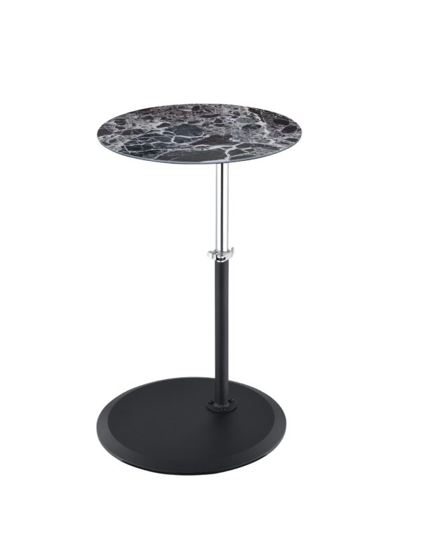 Orbit - End Table With Height Adjustable Marble Textured Top - Black