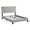 Queen Size Upholstered Platform Bed Frame With Pull Point Tufted Headboard, Strong Slat Support, Mattress Foundation, No Box Spring Needed - Gray - Image 3