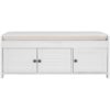 Storage Bench With 3 Shutter-Shaped Doors, Shoe Bench With Removable Cushion And Hidden Storage Space - White - Image 10