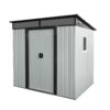 6Ft X 5Ft Outdoor Metal Storage Shed With Window And Transparent Plate For Garden, Lawn - White / Black - Image 3