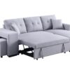 Dennis - Linen Fabric Reversible Sleeper Sectional With Storage Chaise And 2 Stools - Light Gray - Image 12