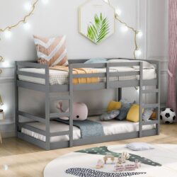 Twin Over Twin Bunk Bed With Ladder - Gray