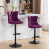 Swivel Velvet Barstools Adjusatble Seat Height , Modern Upholstered Bar Stools With Backs Comfortable Tufted For Home Pub And Kitchen Island (Set of 2) - Purple - Image 16